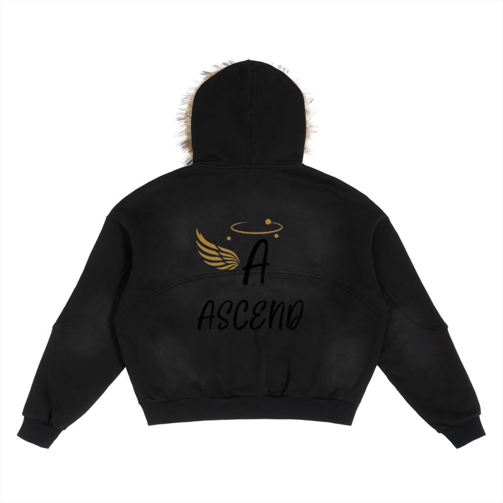 Sun Fade Boxy Detachable Fur Hoodie